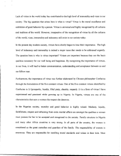 Lack of virtue in the world today has contributed to the high level of