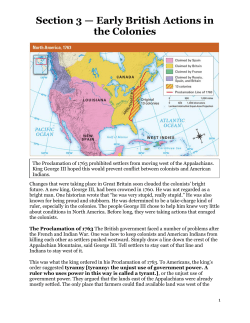 Section 3 &mdash; Early British Actions in the Colonies