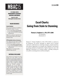Session E4. Excel Charts: Going From Stale to Stunning (2015)