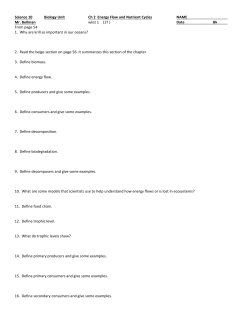 Science 10 Biology Unit Ch 2 Energy Flow and Nutrient Cycles