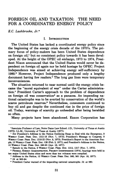 Foreign Oil and Taxation: The Need for a Coordinated Energy Policy