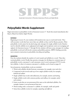 Extension Polysyllabic Routines, SIPPS 2nd Edition