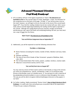Advanced Placement Literature First Week Heads-up!