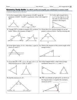 1. For the triangles below, the perimeter of ∆ABC