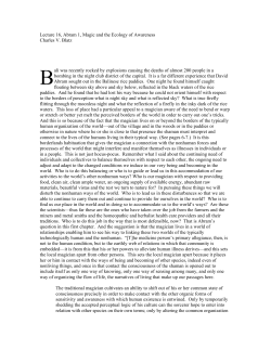 Lecture 16, Abram 1, Magic and the Ecology of Awareness Charles