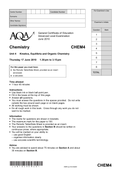 Kinetics, Equilibria and Organic Chemistry June 2010