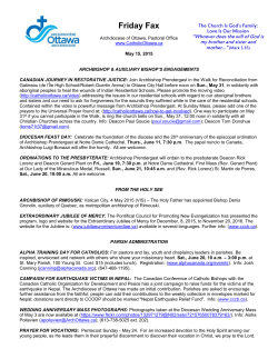 Friday Fax - Archdiocese of Ottawa