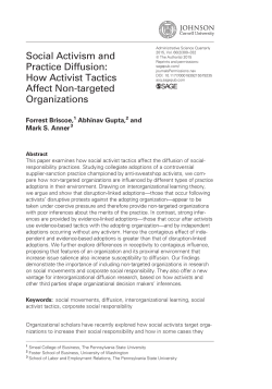 Social Activism and Practice Diffusion: How