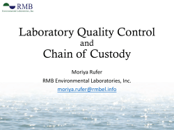 Laboratory Quality Control and Chain of Custody