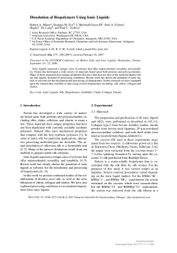 Dissolution of Biopolymers Using Ionic Liquids