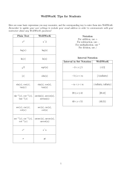 WeBWork Help Sheet - UNL Math Department