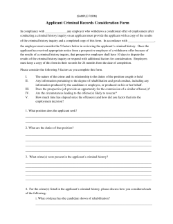 Applicant Criminal Records Consideration Form
