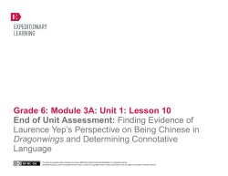 Grade 6: Module 3A: Unit 1