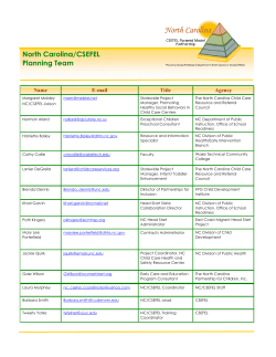 North Carolina/CSEFEL Planning Team