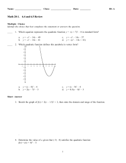 Math 20-1. 6.4 and 6.5 Review