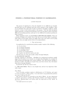 Finding a Postdoctoral Position in Mathematics