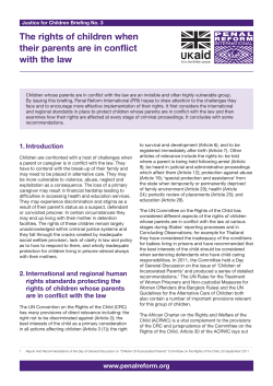 The rights of children when their parents are in conflict with the law