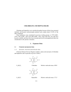 CHLORDANE AND HEPTACHLOR 1. Exposure Data