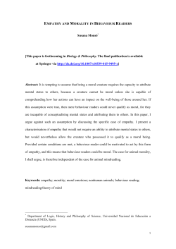 1 EMPATHY AND MORALITY IN BEHAVIOUR