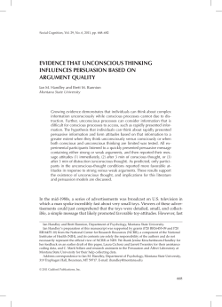 eVIdence that unconScIouS thInkIng InfluenceS PerSuaSIon BaSed