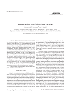 Apparent surface area of selected meal extrudates