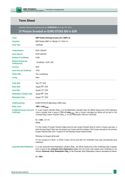 Term Sheet 2Y Phoenix Snowball on EURO STOXX 50&reg; in EUR