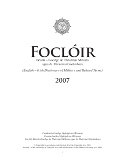 B&eacute;arla &mdash; Gaeilge de Th&eacute;arma&iacute; M&iacute;leata agus de