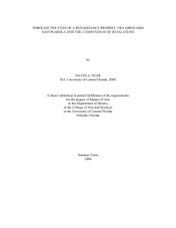 THROUGH THE EYES OF A RENAISSANCE PROPHET: FRA