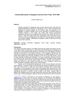 Chinese Merchants in Singapore and the China Trade - CHL