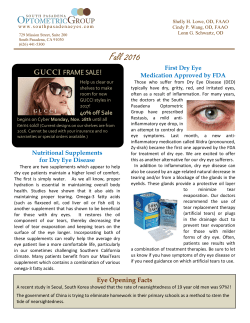 E-Newsletter FALL 2016 - South Pasadena Optometric Group