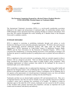 The European Commission Proposal for a Revised Tobacco