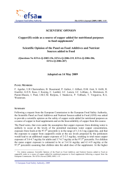 Copper(II) oxide as a source of copper added for nutritional