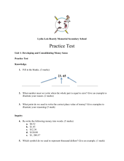 Practice Test - Lydia Lois Beardy Memorial School
