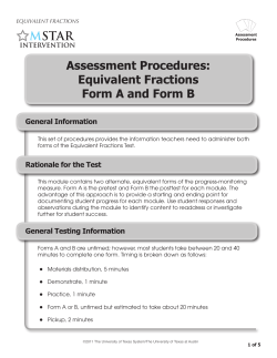 Equivalent Fractions Procedures and Scoring Forms