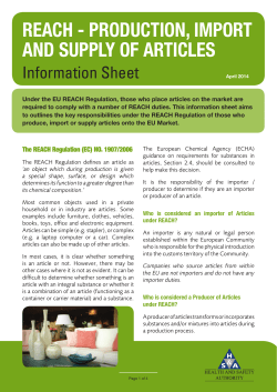 reach - production, import and supply of articles