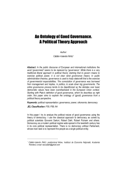 An Ontology of Good Governance. A Political Theory Approach