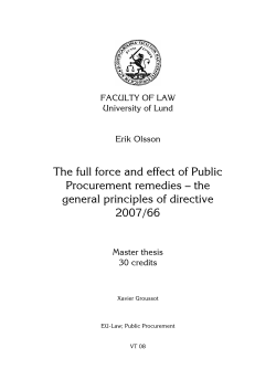 The full force and effect of Public Procurement remedies &ndash; the