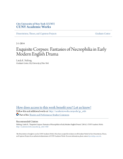 Exquisite Corpses: Fantasies of Necrophilia in Early Modern English