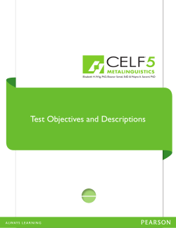 Test Objectives and Descriptions