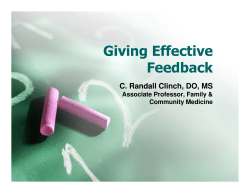 Giving Effective Feedback - Hospice and Palliative CareCenter