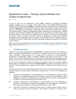 Fiduciary Advice Definition and Conflict of Interest Rule