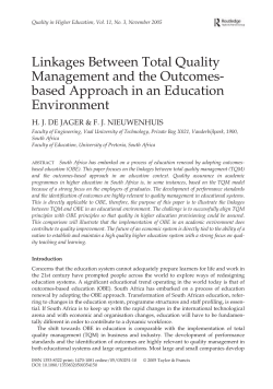 Linkages Between Total Quality Management and the Outcomes