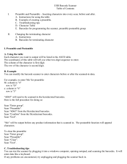 USB Barcode Scanner Table of Contents I. Preamble and