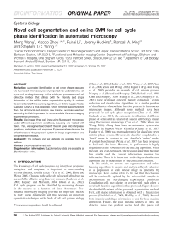 Novel cell segmentation and online SVM for cell cycle phase
