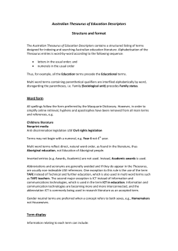 Australian Thesaurus of Education Descriptors Structure and format