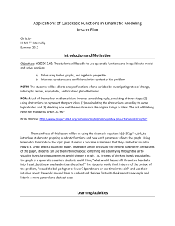 Applications of Quadratic Functions in Kinematic Modeling Lesson