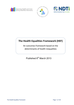 The Health Equalities Framework (HEF)