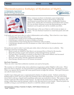 Thermodynamics: Enthalpy of Hydration for MgSO4