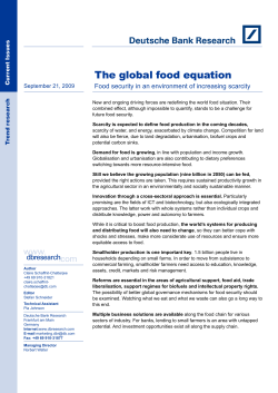 The global food equation: Food security in an