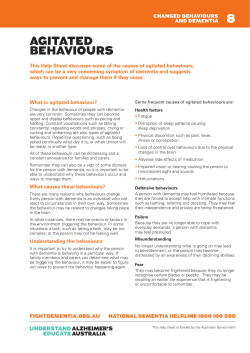 Agitated behaviours - Alzheimer`s Australia